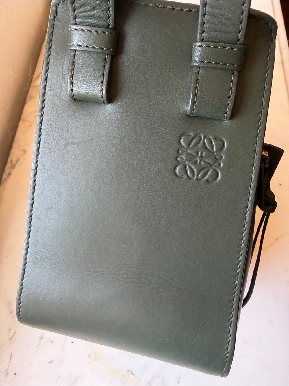 Loewe Dark Green Leather Crossbody Bag with Gold Zipper - Picture 4 of 8
